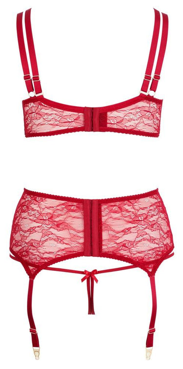 Red Lace Suspender Set - Plus Size